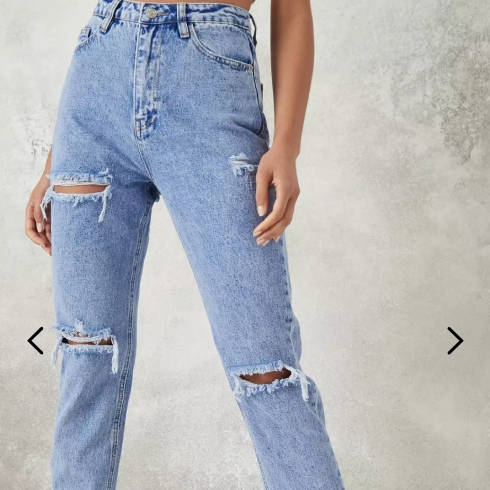 Missguided high-waisted rip straight jeans